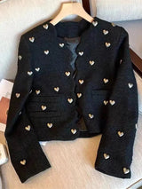 Coralie | Heart Embellished Cropped Blazer with Collar — view 4
