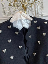 Coralie | Heart Embellished Cropped Blazer with Collar — view 2