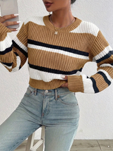 Elarisse | Women's Striped Cropped Knit Jumper — view 6