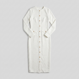 Women's Gold-Button Tweed Long-Sleeve Midi Dress — view 2