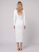 Women's Gold-Button Tweed Long-Sleeve Midi Dress — view 3