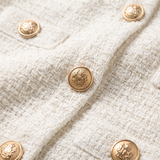 Women's Gold-Button Tweed Long-Sleeve Midi Dress — view 6