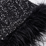 Women's Sequin Feather-Trim Christmas Party Midi Dress — view 6
