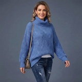 Women's Chunky Cable-Knit Oversized Turtleneck Jumper — view 3
