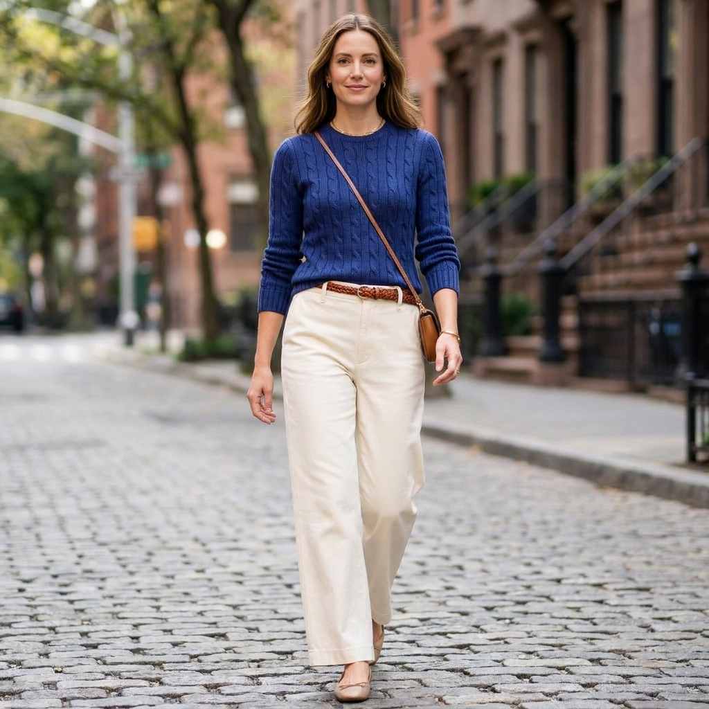 Women's Pure Cotton Cable-Knit Crew-Neck Jumper — view 2