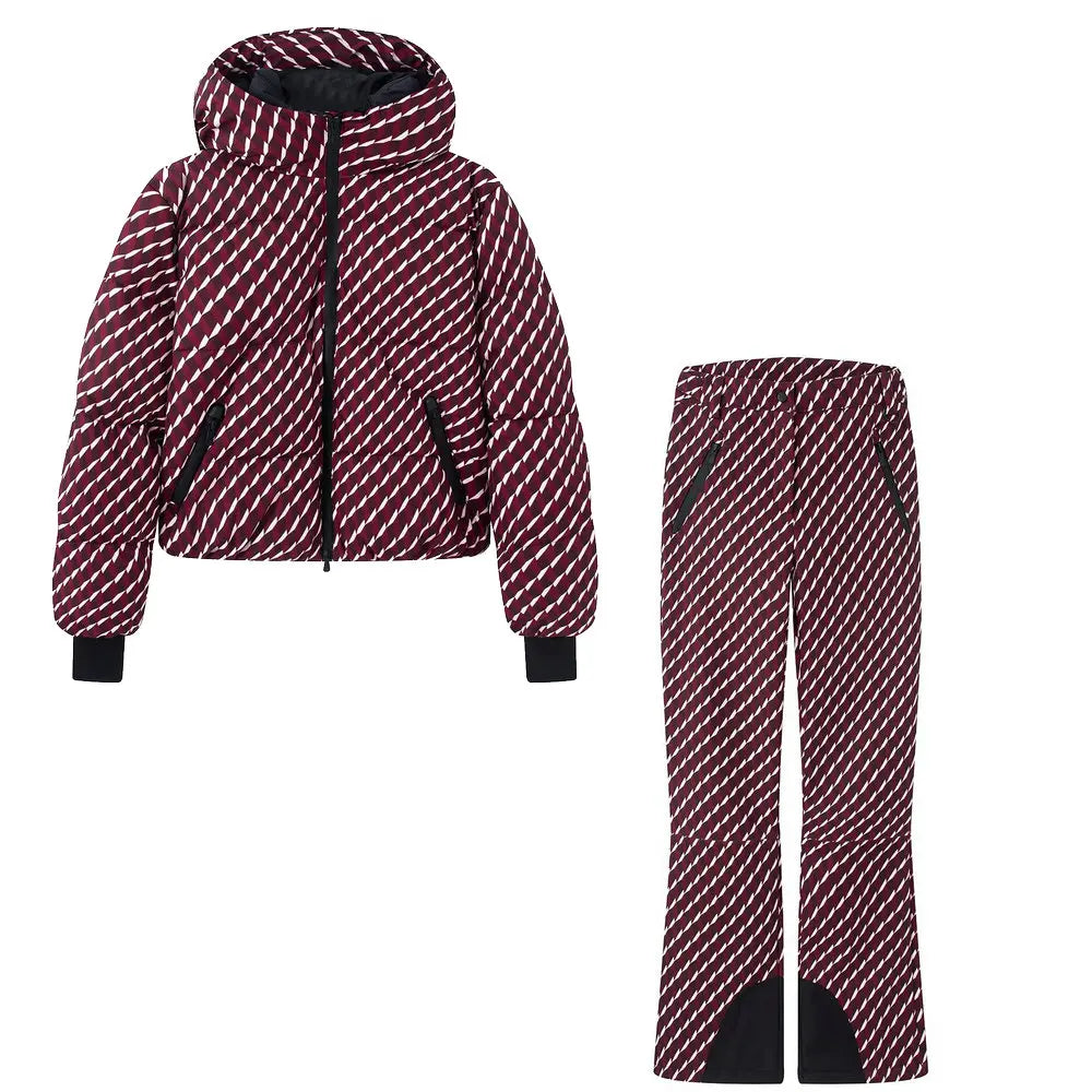 Signe | Women's Wind-Resistant Two-Piece Ski Suit with Hooded Puffer Jacket — view 3