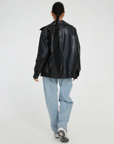 Winona | Oversized Leather Jacket with Collar — view 6