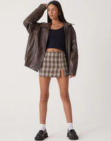 Winona | Oversized Leather Jacket with Collar — view 3