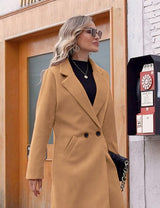 Clarice | Women's Double-Breasted Longline Coat with Notch Lapels — view 16