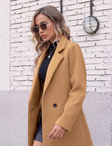 Clarice | Women's Double-Breasted Longline Coat with Notch Lapels — view 17