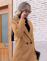 Clarice | Women's Double-Breasted Longline Coat with Notch Lapels — view 18