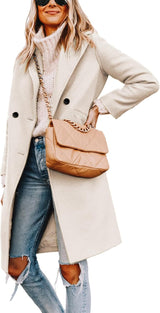 Clarice | Women's Double-Breasted Longline Coat with Notch Lapels — view 1