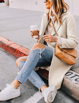 Clarice | Women's Double-Breasted Longline Coat with Notch Lapels — view 20