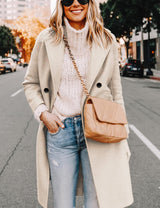 Clarice | Women's Double-Breasted Longline Coat with Notch Lapels — view 21
