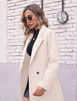 Clarice | Women's Double-Breasted Longline Coat with Notch Lapels — view 22