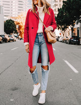 Clarice | Women's Double-Breasted Longline Coat with Notch Lapels — view 8