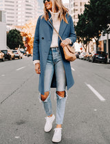 Clarice | Women's Double-Breasted Longline Coat with Notch Lapels — view 24