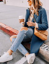 Clarice | Women's Double-Breasted Longline Coat with Notch Lapels — view 25