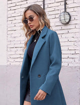 Clarice | Women's Double-Breasted Longline Coat with Notch Lapels — view 27