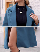 Clarice | Women's Double-Breasted Longline Coat with Notch Lapels — view 28