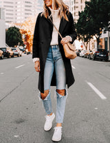 Clarice | Women's Double-Breasted Longline Coat with Notch Lapels — view 29