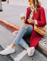 Clarice | Women's Double-Breasted Longline Coat with Notch Lapels — view 9