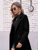 Clarice | Women's Double-Breasted Longline Coat with Notch Lapels — view 32