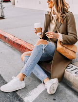 Clarice | Women's Double-Breasted Longline Coat with Notch Lapels — view 37