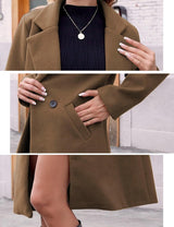 Clarice | Women's Double-Breasted Longline Coat with Notch Lapels — view 39