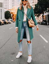 Clarice | Women's Double-Breasted Longline Coat with Notch Lapels — view 43