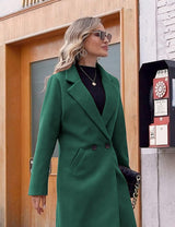 Clarice | Women's Double-Breasted Longline Coat with Notch Lapels — view 45