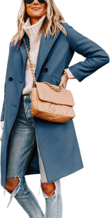 Clarice | Women's Double-Breasted Longline Coat with Notch Lapels — view 3