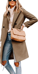 Clarice | Women's Double-Breasted Longline Coat with Notch Lapels — view 4