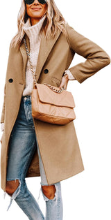 Clarice | Women's Double-Breasted Longline Coat with Notch Lapels — view 5