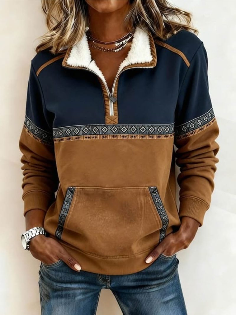 Hollie | Women's Half-Zip Fleece-Lined Relaxed Pullover — view 1