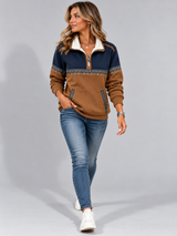 Hollie | Women's Half-Zip Fleece-Lined Relaxed Pullover — view 2