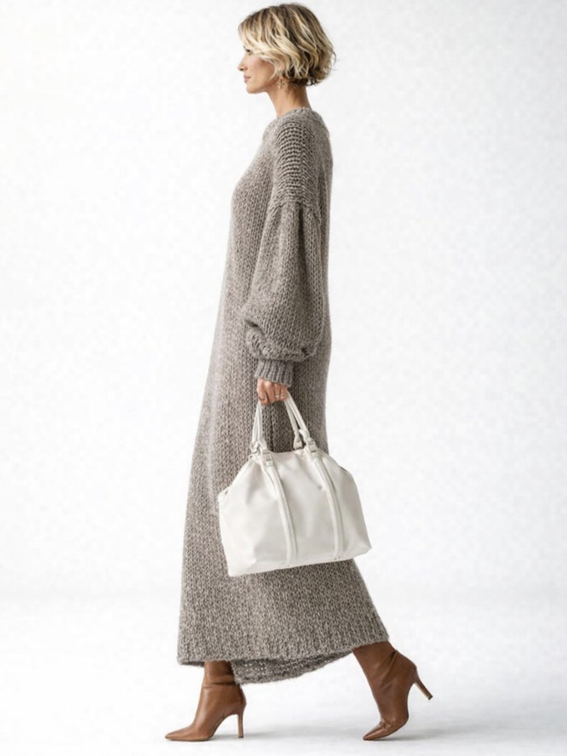 Orelia | Women's Oversized Ribbed Knit Maxi Sweater Dress — view 2