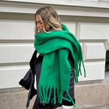 Arabella | Women's Long Fringe Winter Cotton Scarf with Tassels — view 1
