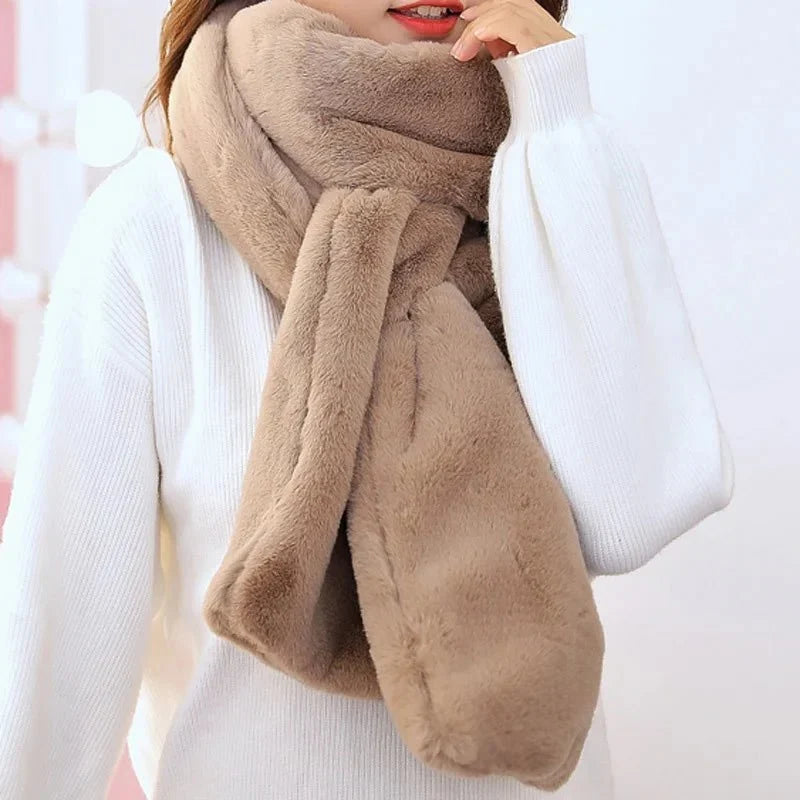 Evangeline | Women's Faux Rabbit Fur Scarf – Soft Winter Wrap — view 3