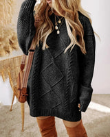 Women's Oversized Cable Knit Mini Jumper Dress | Winter — view 10