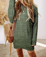 Women's Oversized Cable Knit Mini Jumper Dress | Winter — view 11