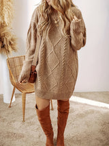 Women's Oversized Cable Knit Mini Jumper Dress | Winter — view 2
