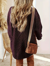 Women's Oversized Cable Knit Mini Jumper Dress | Winter — view 3