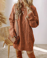 Women's Oversized Cable Knit Mini Jumper Dress | Winter — view 5