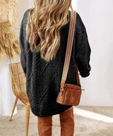 Women's Oversized Cable Knit Mini Jumper Dress | Winter — view 6