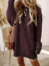 Women's Oversized Cable Knit Mini Jumper Dress | Winter — view 8