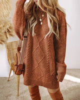 Women's Oversized Cable Knit Mini Jumper Dress | Winter — view 9