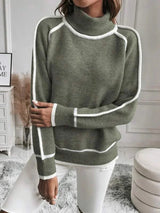 Women's Roll Neck Contrast Detail Knit Jumper — view 3