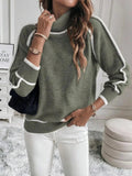 Women's Roll Neck Contrast Detail Knit Jumper — view 1