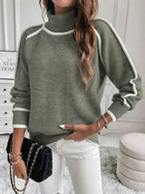 Women's Roll Neck Contrast Detail Knit Jumper — view 4